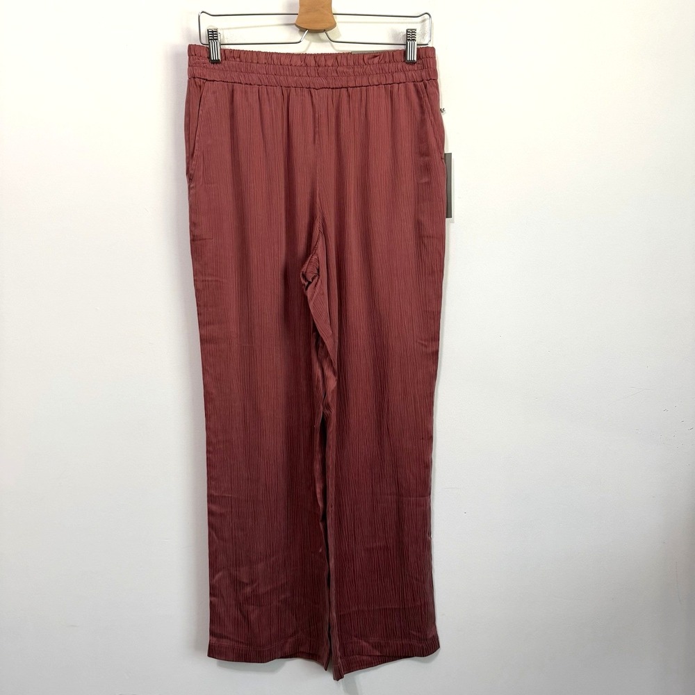 Soft Surroundings Pants S Straight Leg Full Length Pull On Marsala Crinkle NEW